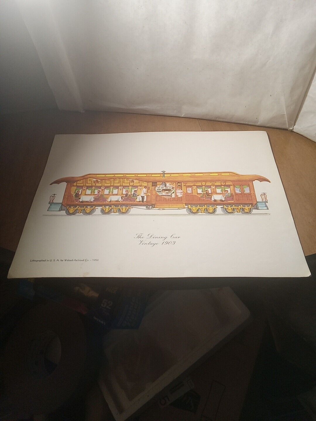 1958 Set of 7 Wabash Railroad Co. Train Car Lithographs, 1837-1903 Vintage
