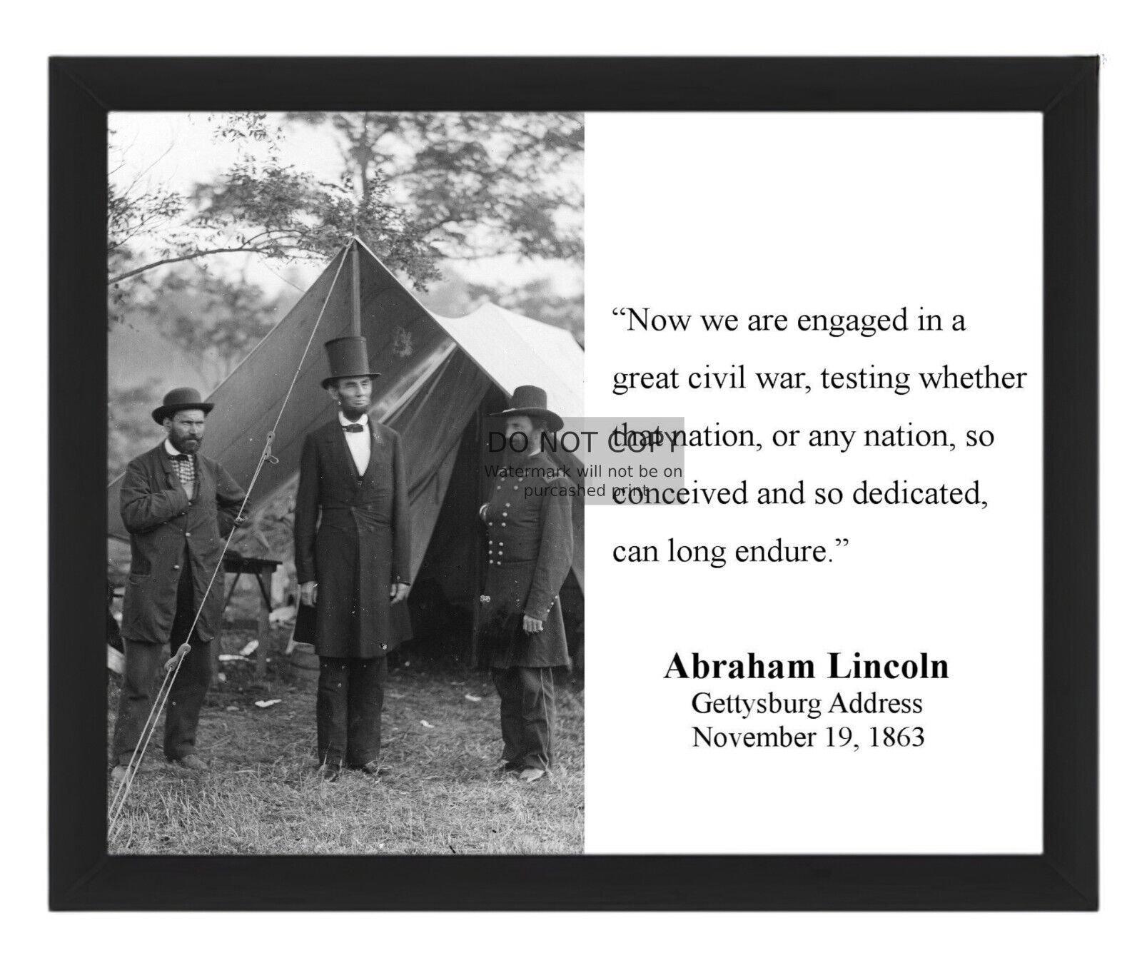 PRESIDENT ABRAHAM LINCOLN GETTYSBURG ADDRESS FAMOUS QUOTE 8X10 FRAMED PHOTO