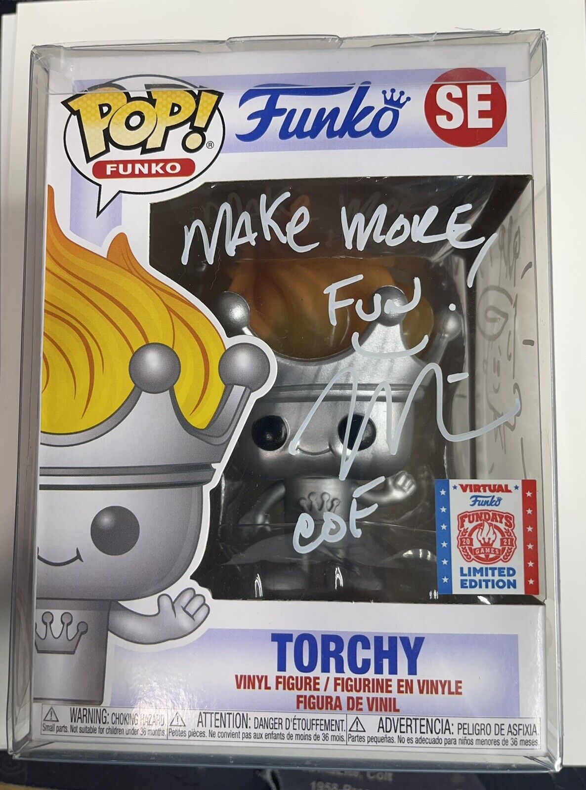 Mike Becker Signed Torchy Funko Pop Limited Edition w/ Quote and Remark