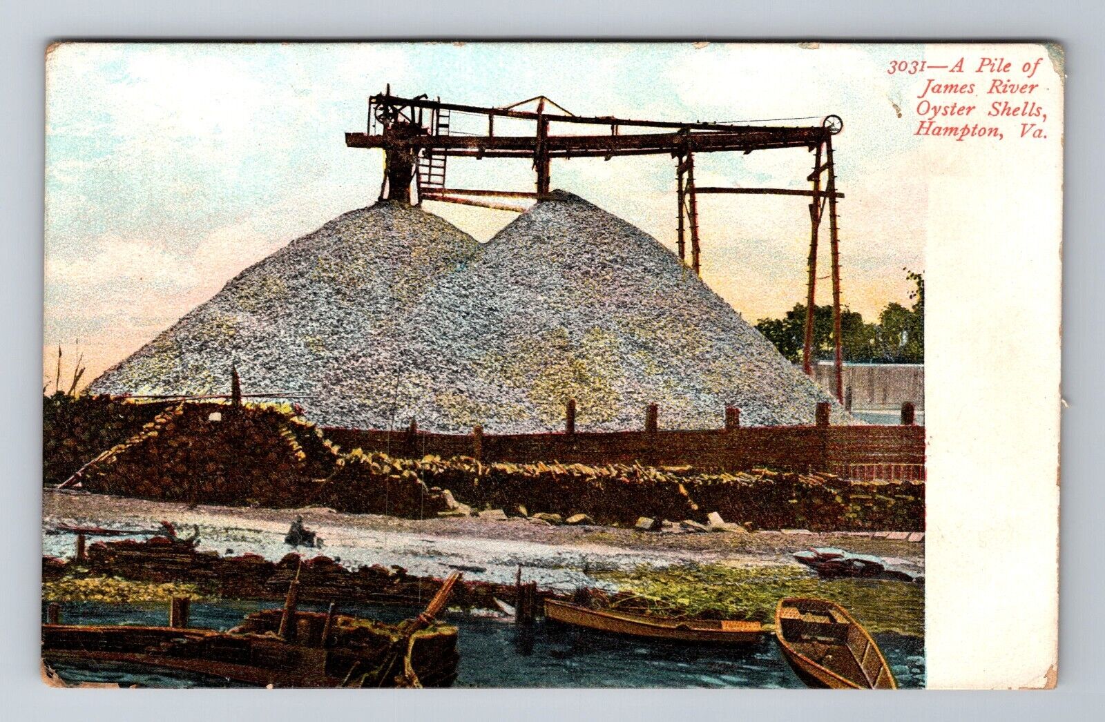 Hampton VA-Virginia, Pile James River Oyster Shells, Vintage Postcard