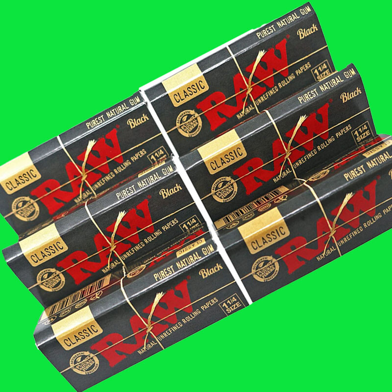 RAW Classic Black 1 1/4 Size Natural Unrefined Thin 79mm Rolling Papers ...