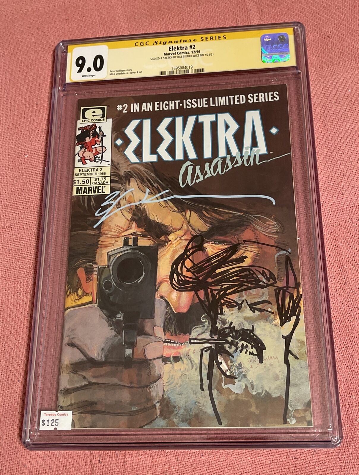 Elektra Assassin #2 CGC 9.0, Signed & Sketched By Bill Sienkiewicz, Error Label