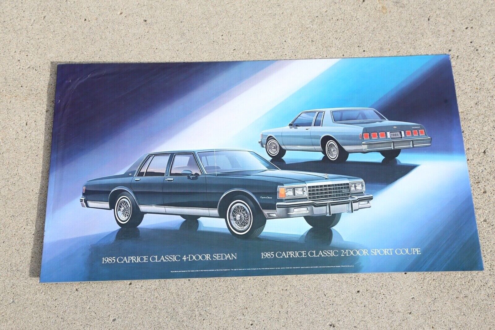 Vintage Chevy Caprice GM Dealer Promo Car Showroom Poster Sign 1985 display