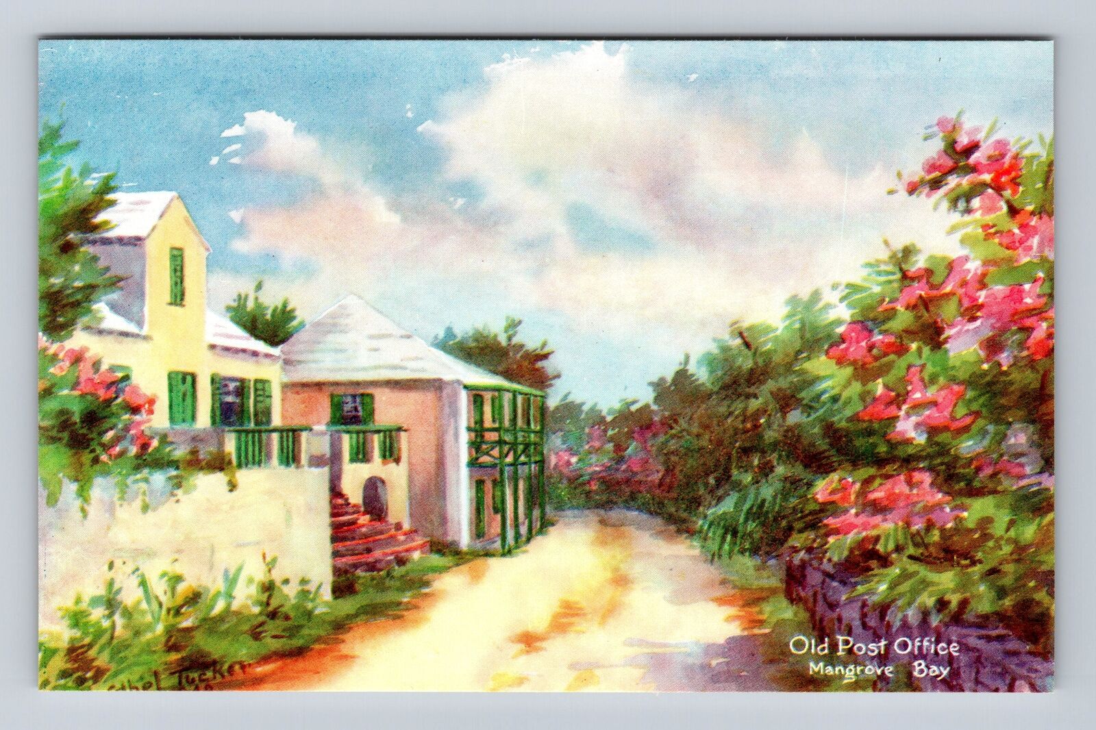 Bermuda, Old Post Office, Mangrove Bay, Antique Vintage Souvenir Postcard