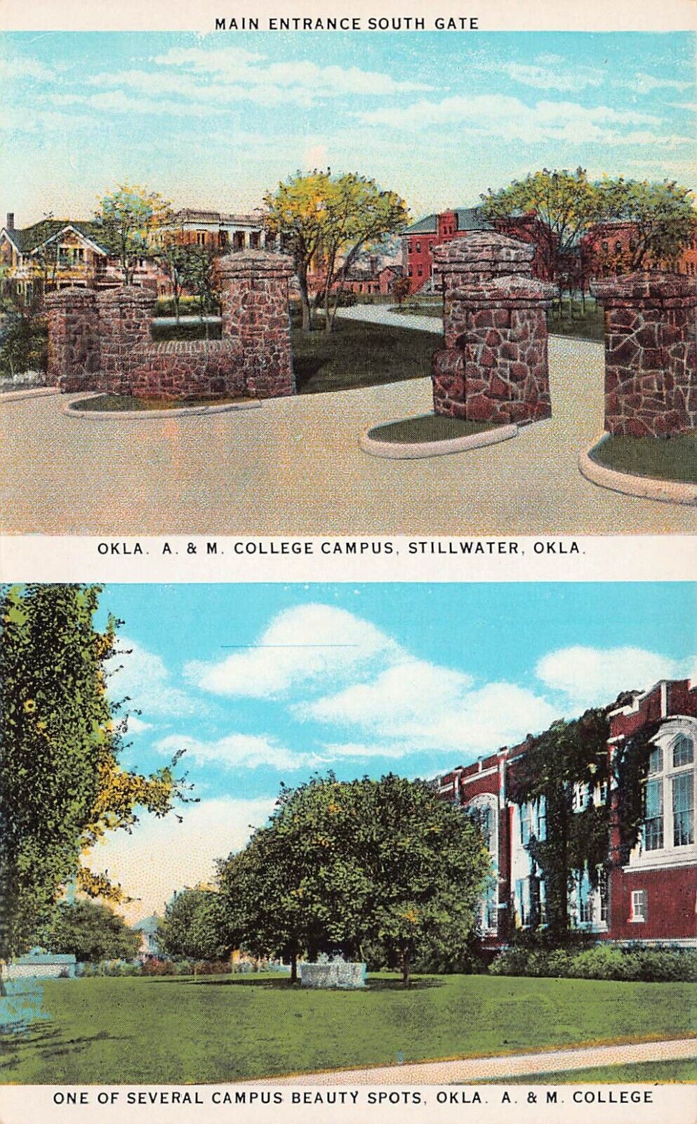 Stillwater OK Oklahoma State University Campus Auditorium Vtg Postcard C49