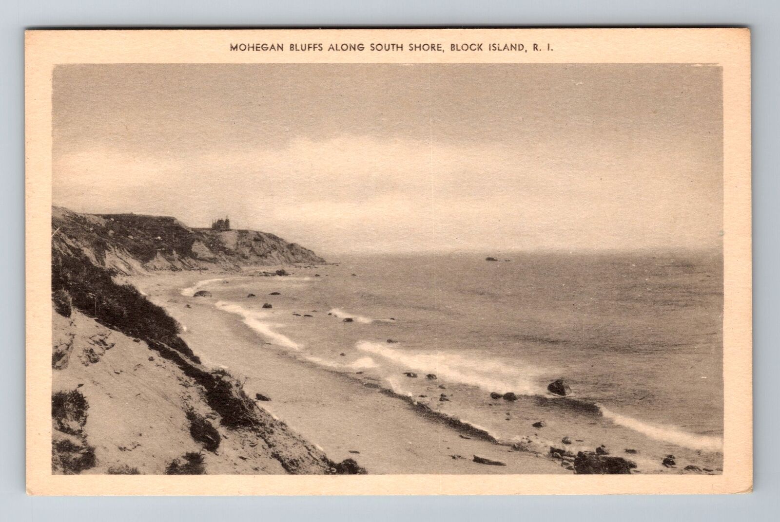Block Island RI-Rhode Island, Mohegan Bluffs Along South Shore Vintage Postcard