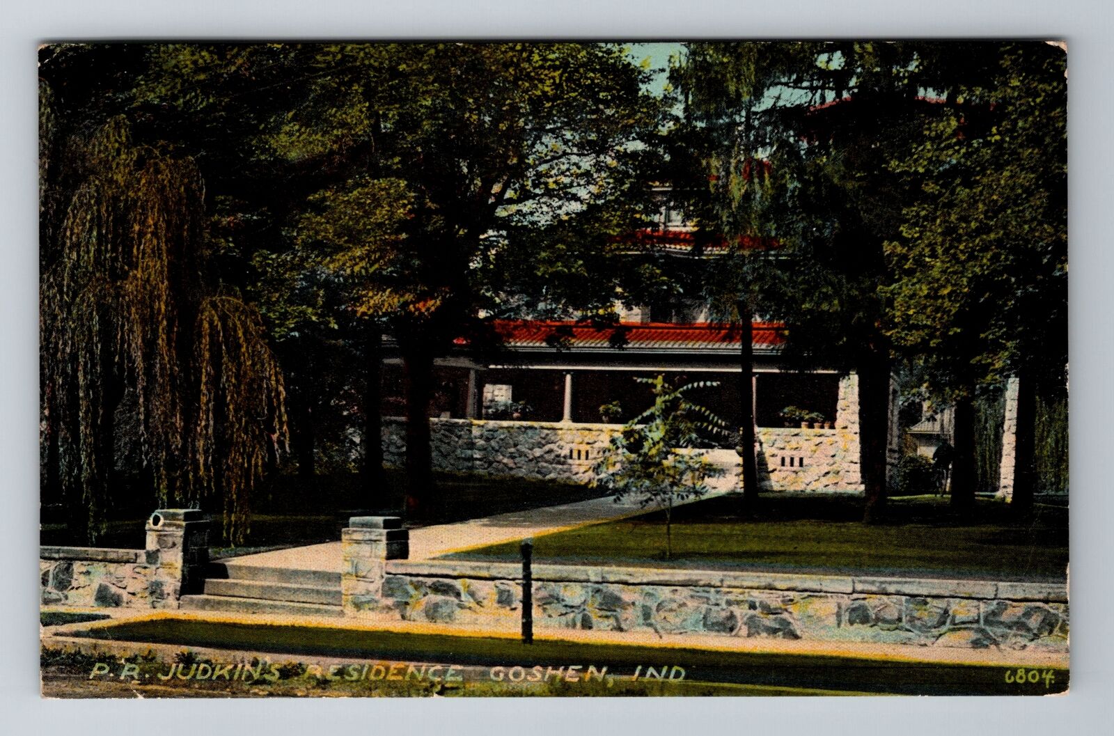 Goshen IN-Indiana, P R Judkins Residence, Antique, Vintage c1914 Postcard