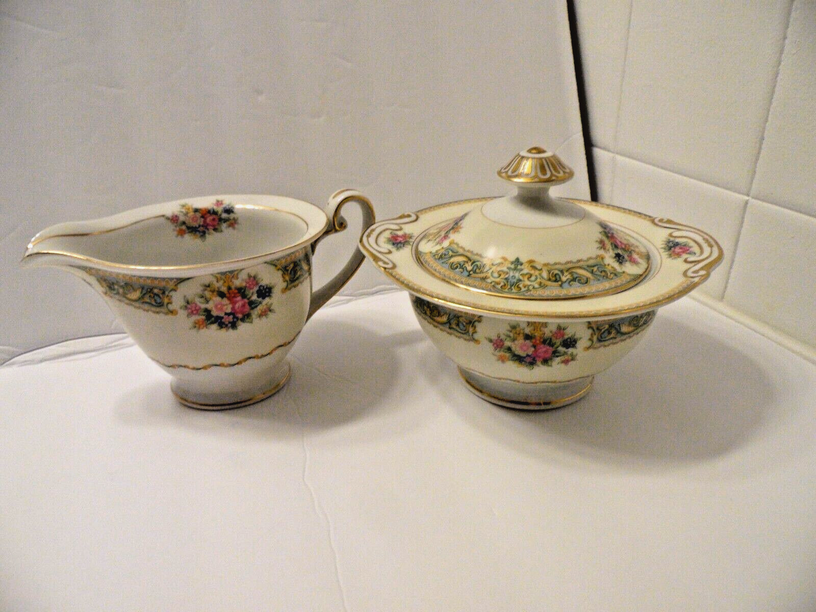Spoto China Creamer & Covered Sugar Bowl. Made in Occupied Japan.