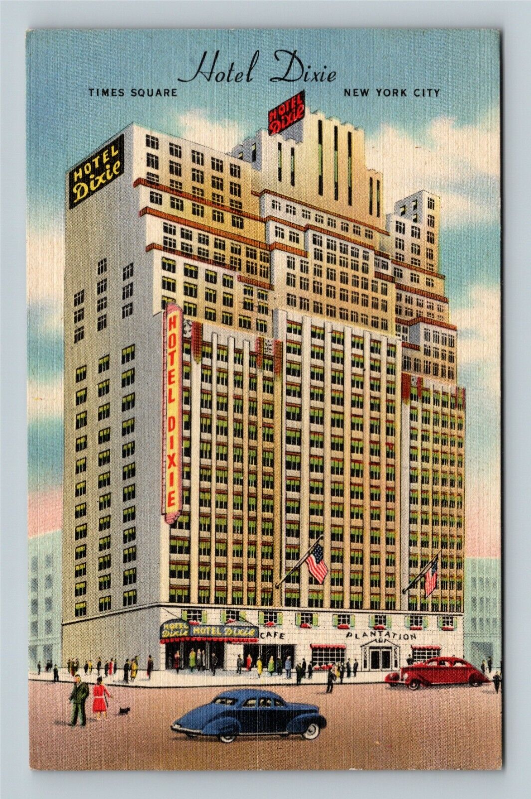 New York City NY, Hotel Dixie, 43rd St. Advertising c1940 Vintage Postcard