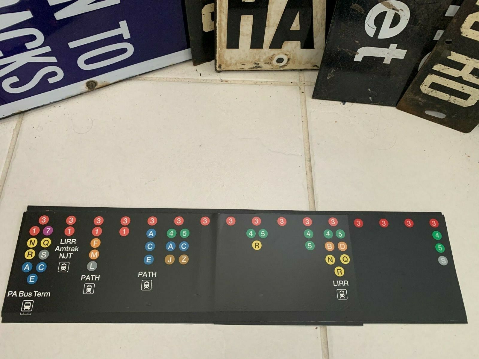 VINTAGE MTA TAPEOVER MYLAR SIGN LIRR PATH #1 #3 #7 #A #J #Z NY NYC SUBWAY LINES