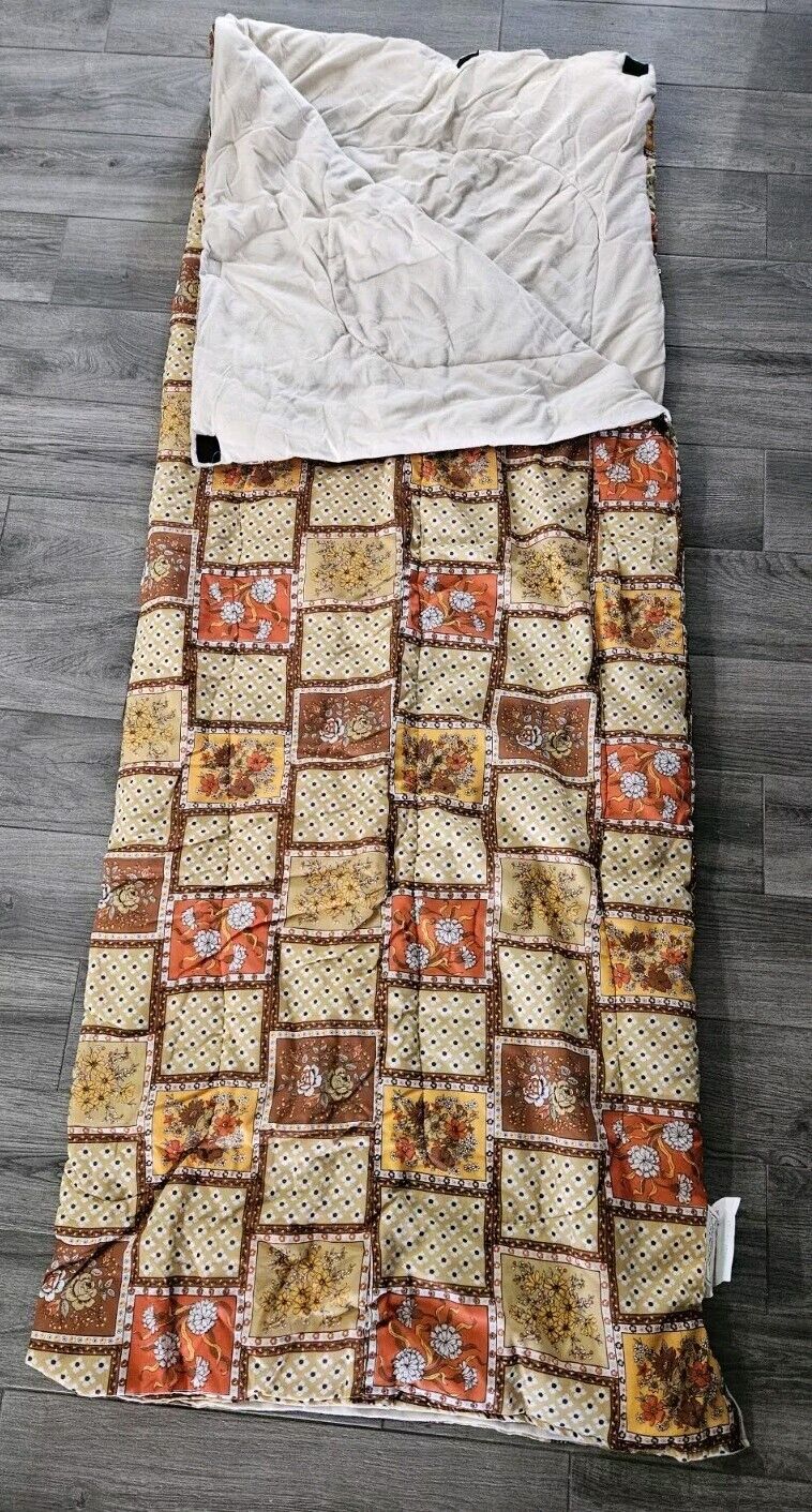 Vintage 70s Sportline Sleeping Bag Wearable Blanket Snuggie Boho Floral Hippie