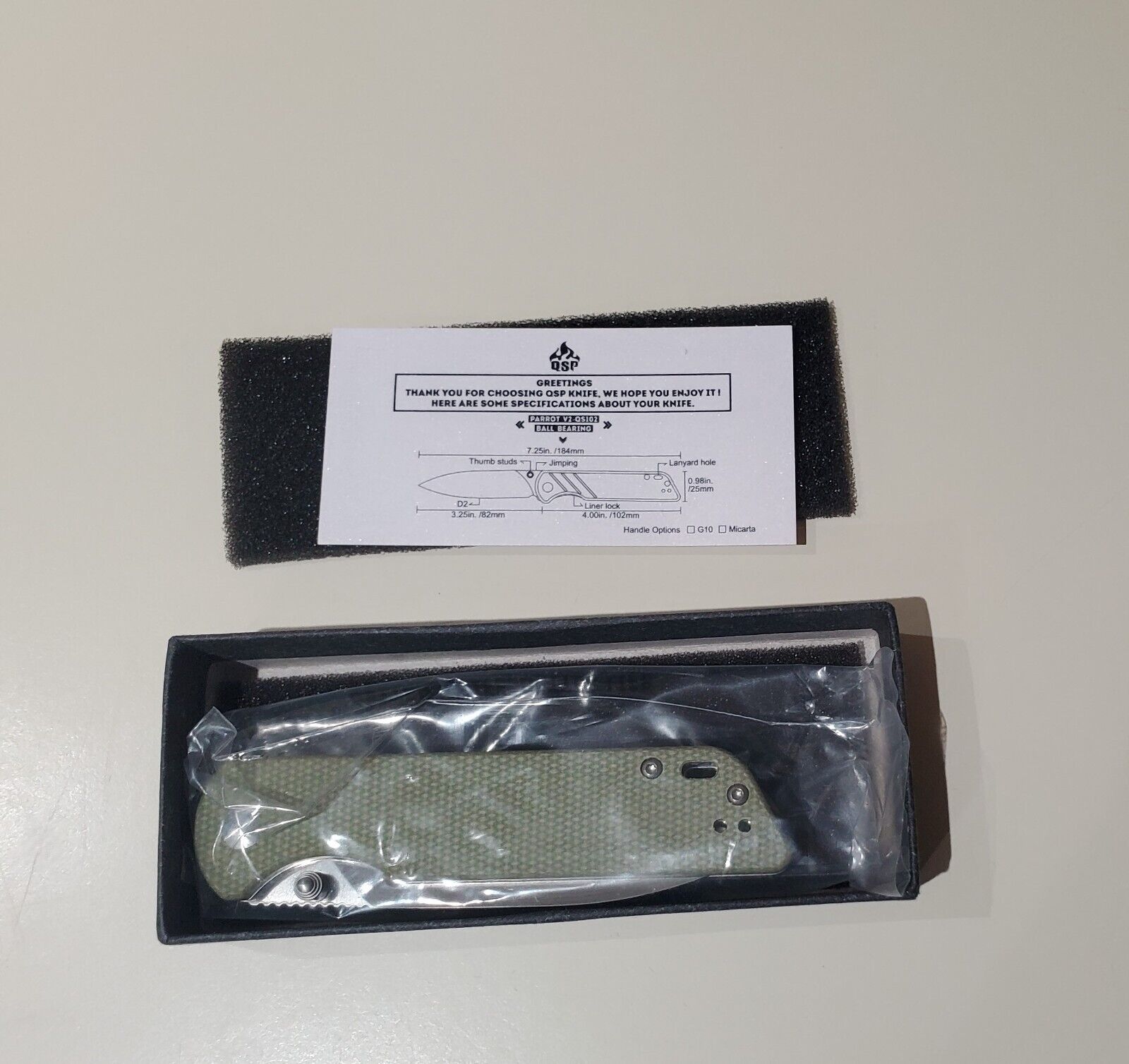 QSP EDC Folding Pocket Knife D2 Blade