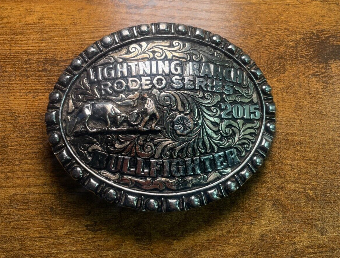 2015 Lighting Ranch Rodeo Series Bullfighter CORRIENTE Trophy Belt Buckle