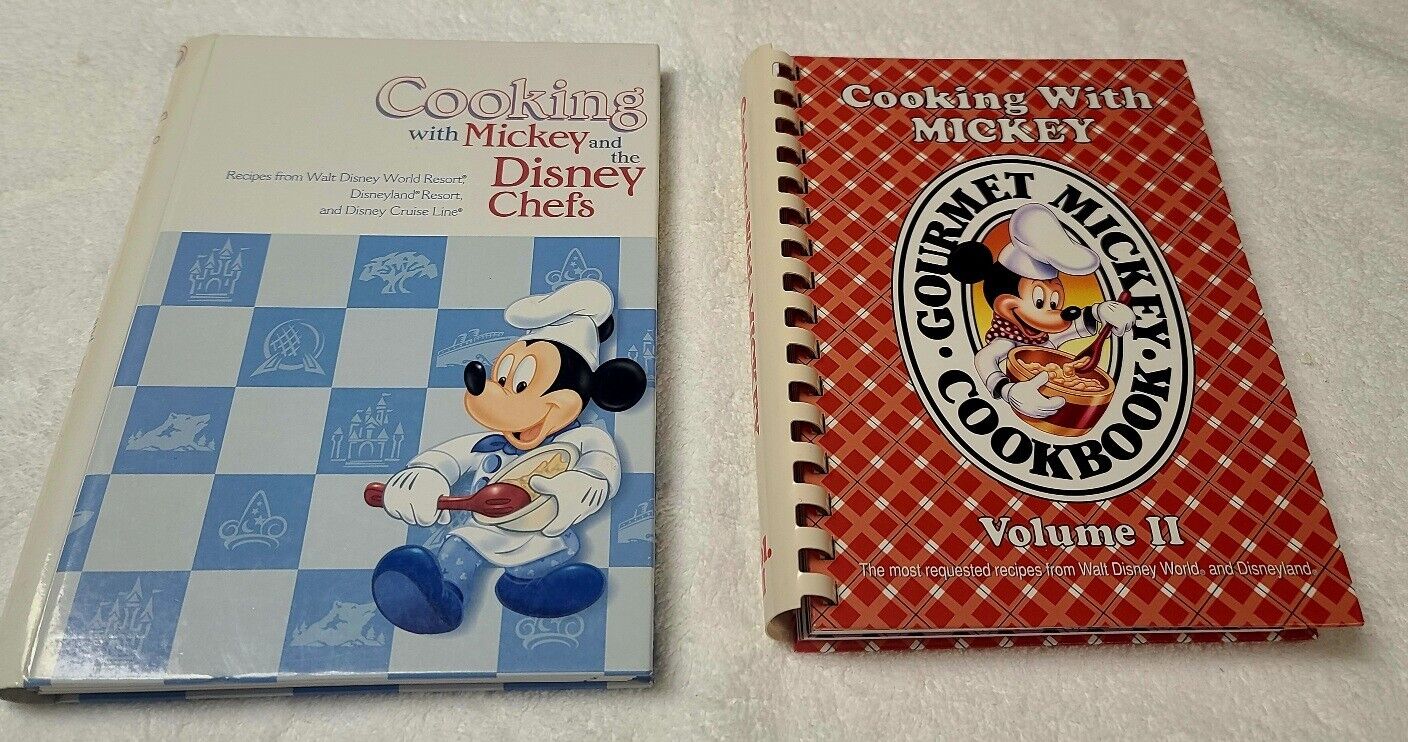 2 Cooking with Mickey Mouse GOURMET  and Disney Chefs cookbooks Disneyland