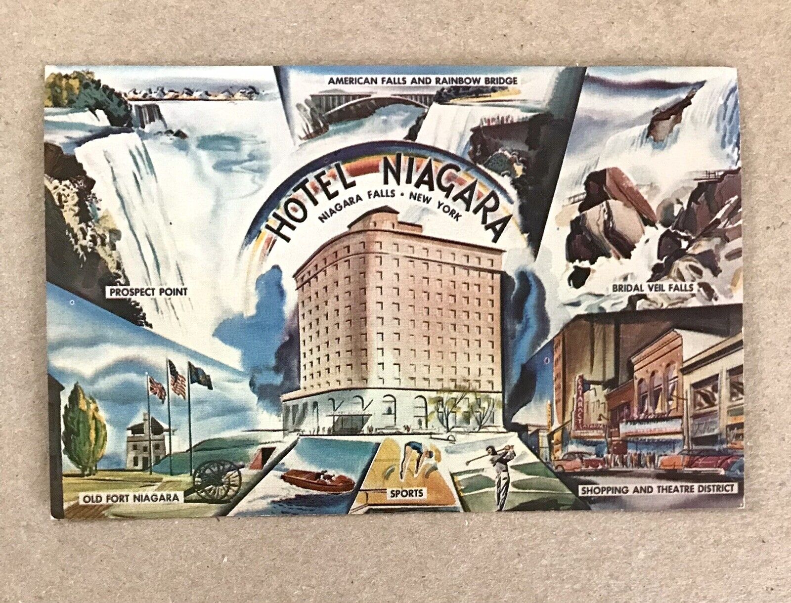 SCARCE: Vintage Postcard, Hotel Niagra, Niagara Falls, NY (May 6, 1957) VG