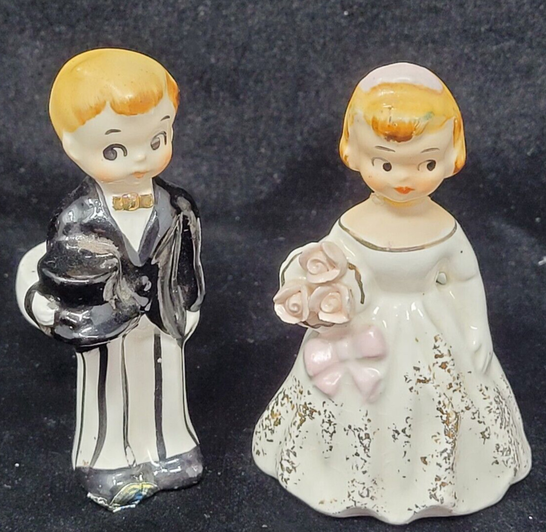 Napco vintage wedding Candle Holders. Bride And Groom ORIGINAL STICKERS