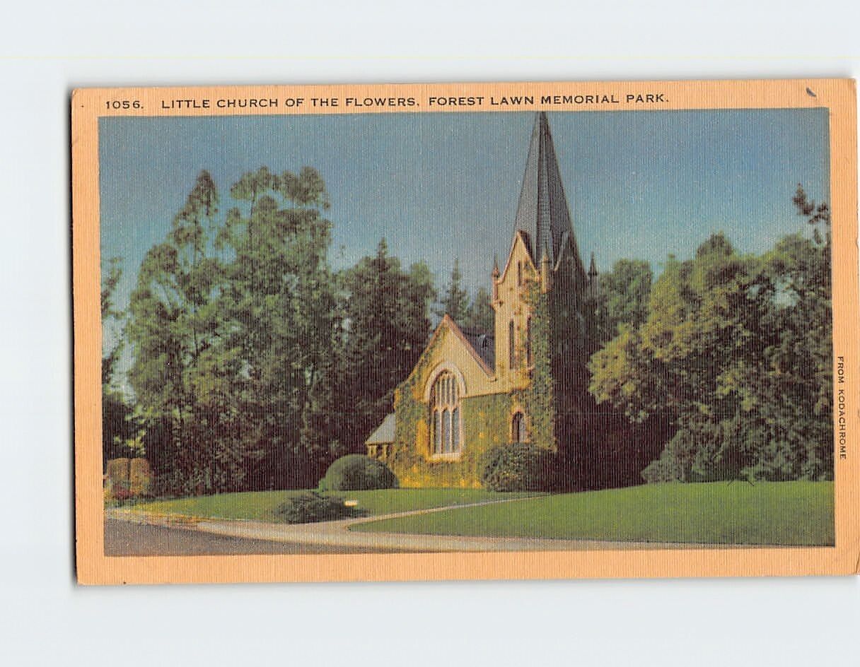Postcard Little Church of Flowers Forest Lawn memorial Park California USA