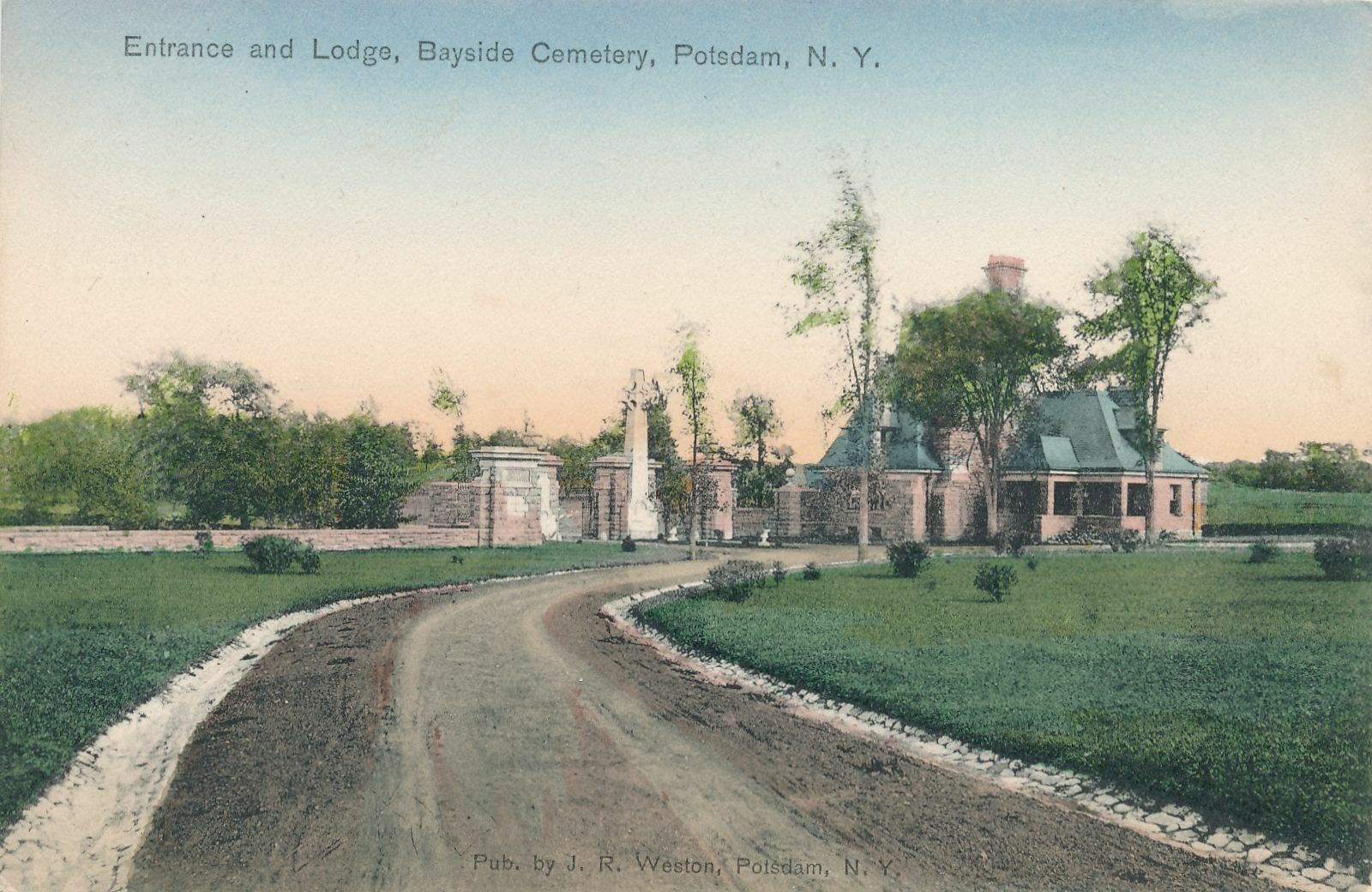 POTSDAM NY - Bayside Cemetery Entrance and Lodge - udb (pre 1908)