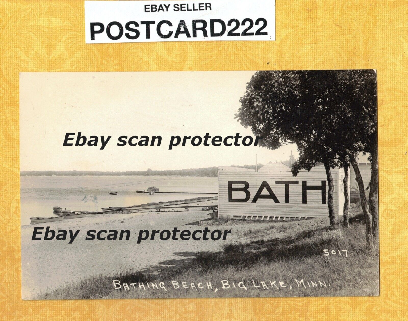 MN Big Lake 1930 vintage RPPC postcard BATHING BEACH & BATH HOUSE MINN