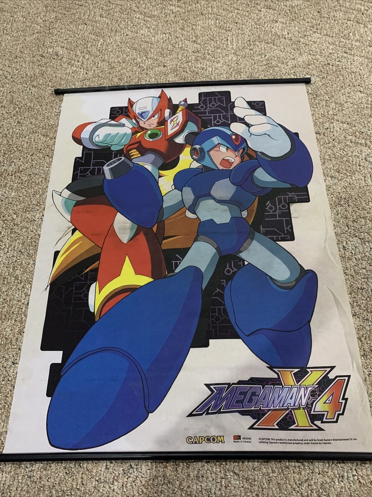 Vintage Mega Man X4 Mega Man and Zero Wall Scroll 42x31 inches