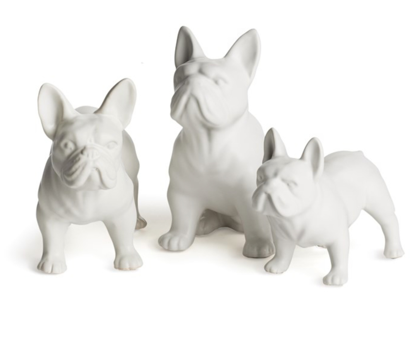 Set of Three CUTE WHITE BULLDOGS THREE DOG NIGHT Napa Home & Garden XN241 NEW
