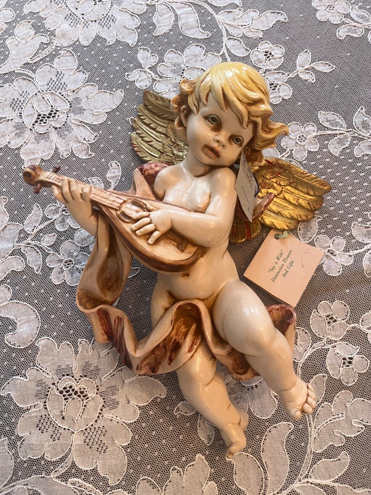 Stunning Vintage Cherub Figurine by Fontanini by Roman Made in Italy
