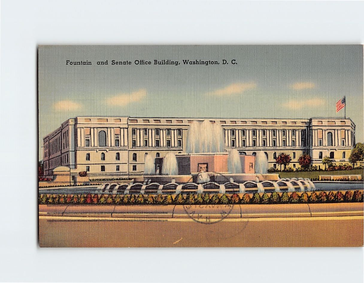 Postcard Fountain & Senate Office Building Washington DC USA
