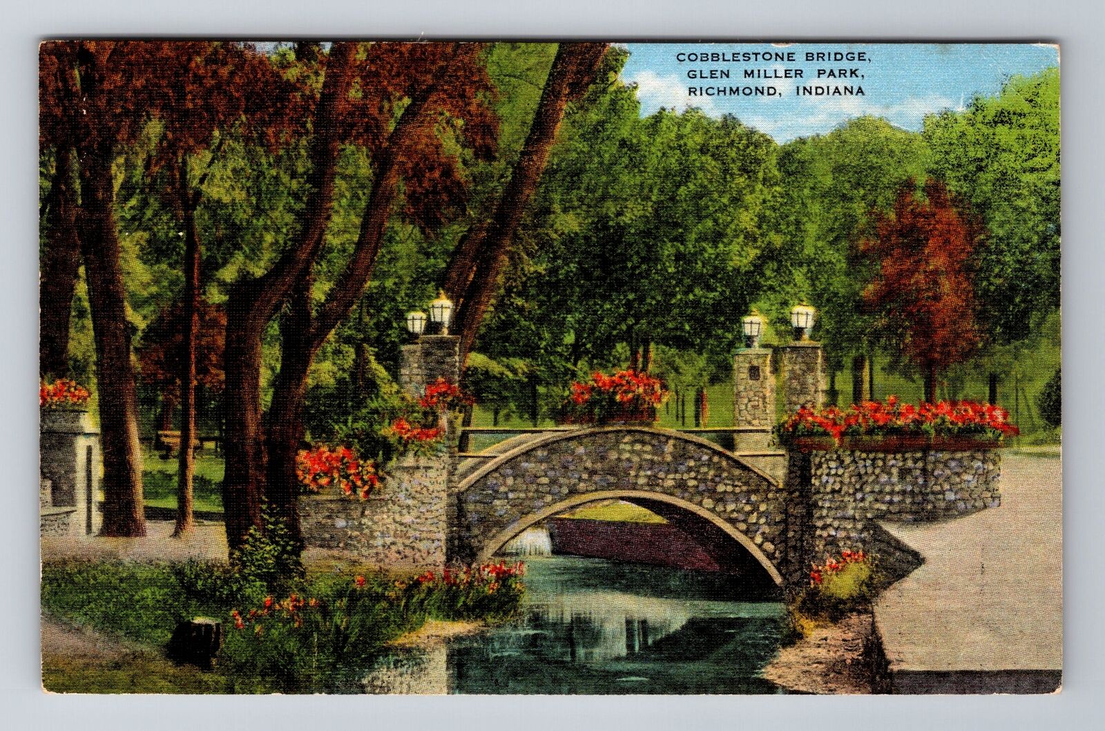 Richmond IN-Indiana, Cobblestone Bridge, Antique, Vintage Souvenir Postcard