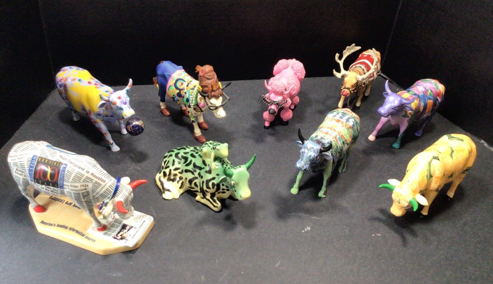 Herd of 9 Cow Parade Collectible Figurines - Refer To Description For Details