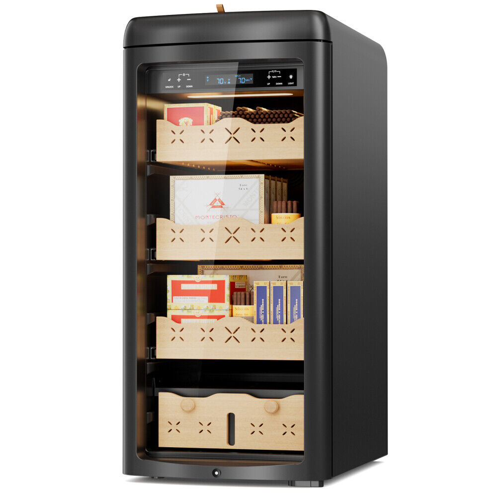 115L Electric Humidor Cigar Cooler Cooling & Heating Spanish Cedar Wood Shelves