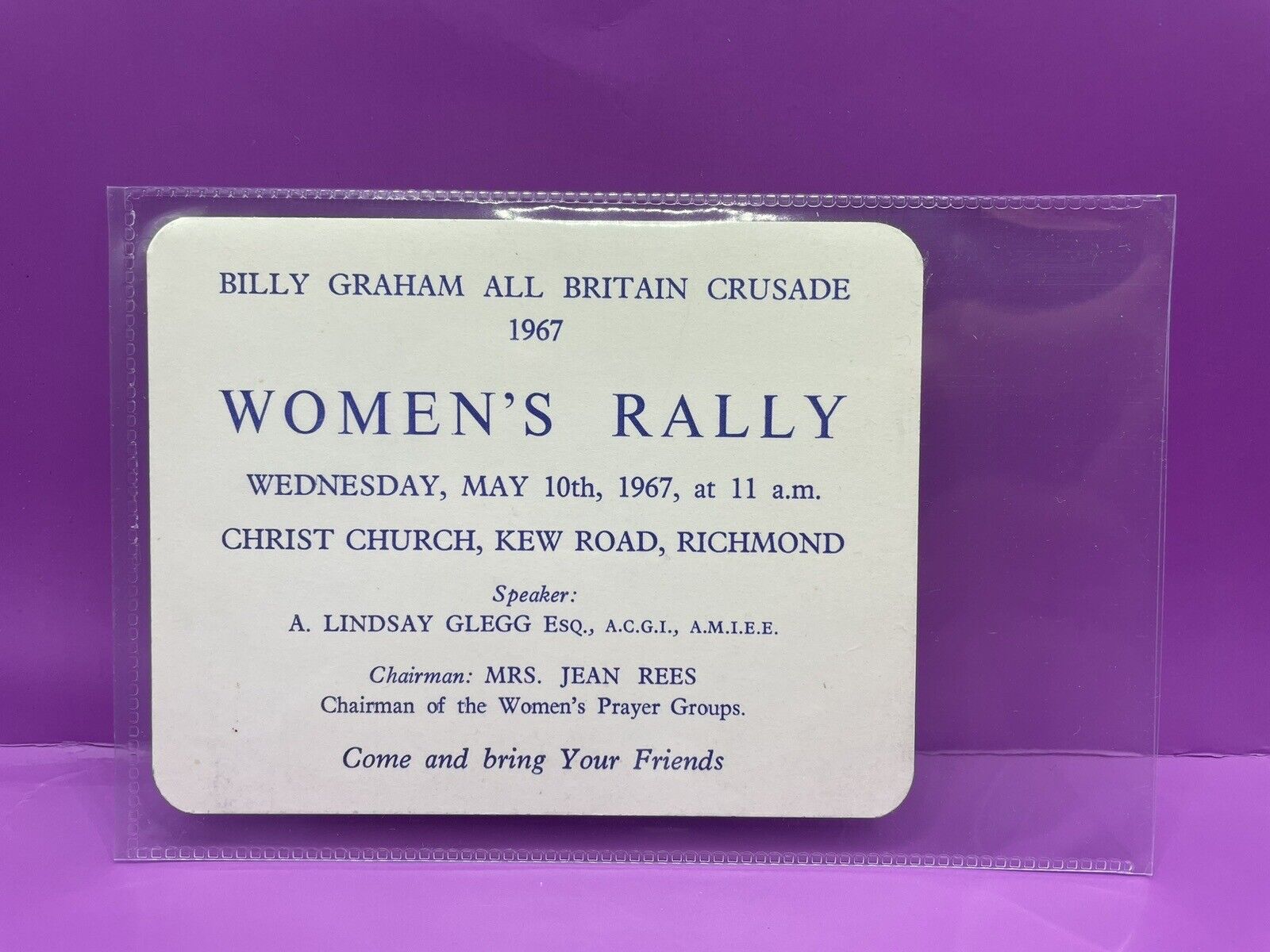 Billy Graham Women’s Rally All Britain Crusade Handbill 1967