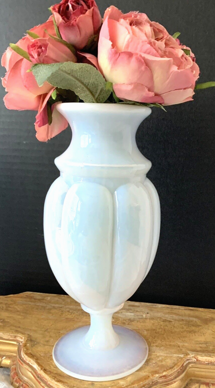 Antique French White Opaline Glass Vase