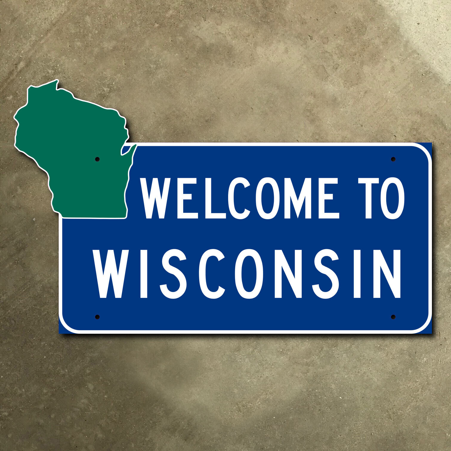 Wisconsin state line highway marker road sign 1975 outline cutout welcome 23x14