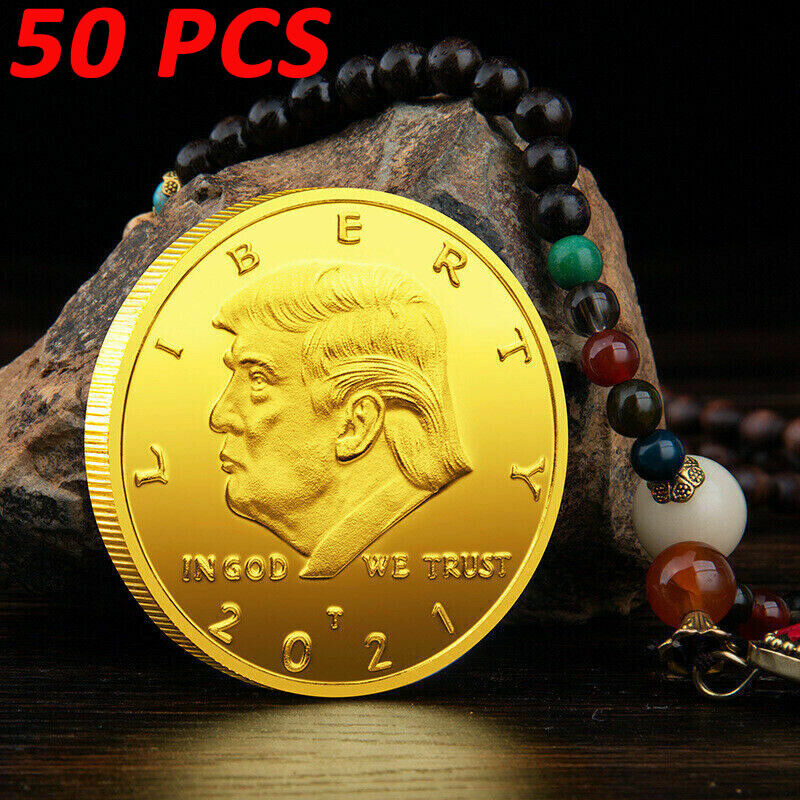 50PCS US Collectibles President Plated Eagle Gold Coin 2021 Liberty Donald Trump