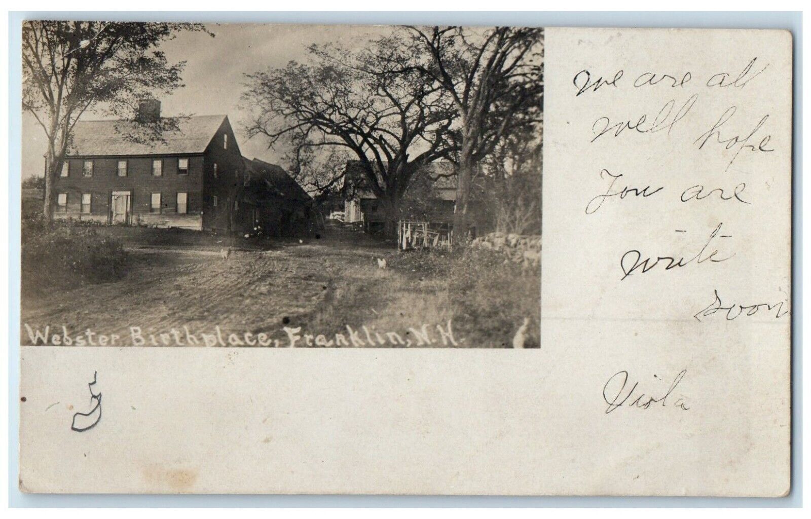 1907 Webster Birthplace Franklin New Hampshire NH RPPC Photo Antique Postcard