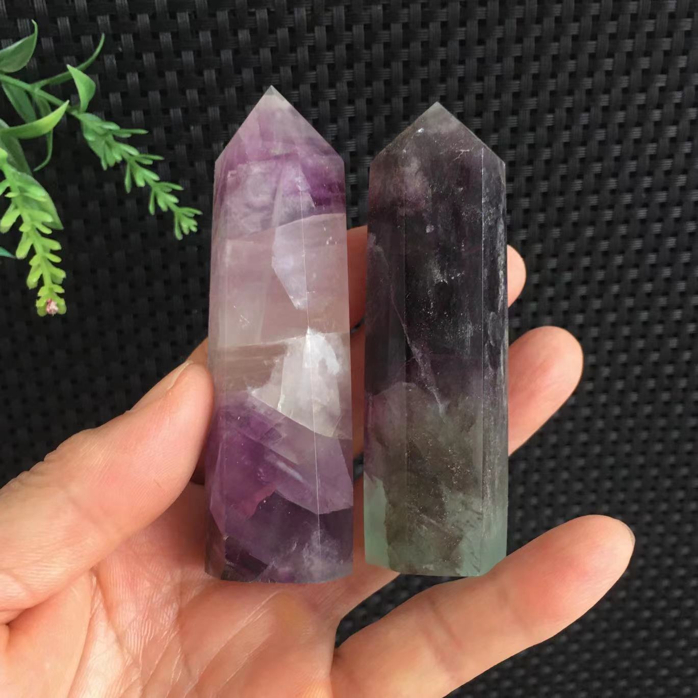192g 2pcs Pink Fluorite Stone Tower Point Quartz Crystal Collection Healing