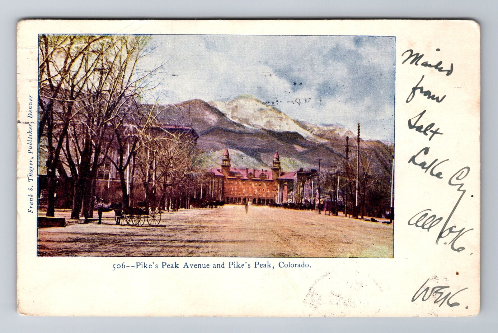 Pikes's Peak CO-Colorado, Pikes's Peak Avenue, Antique Vintage c1906 Postcard