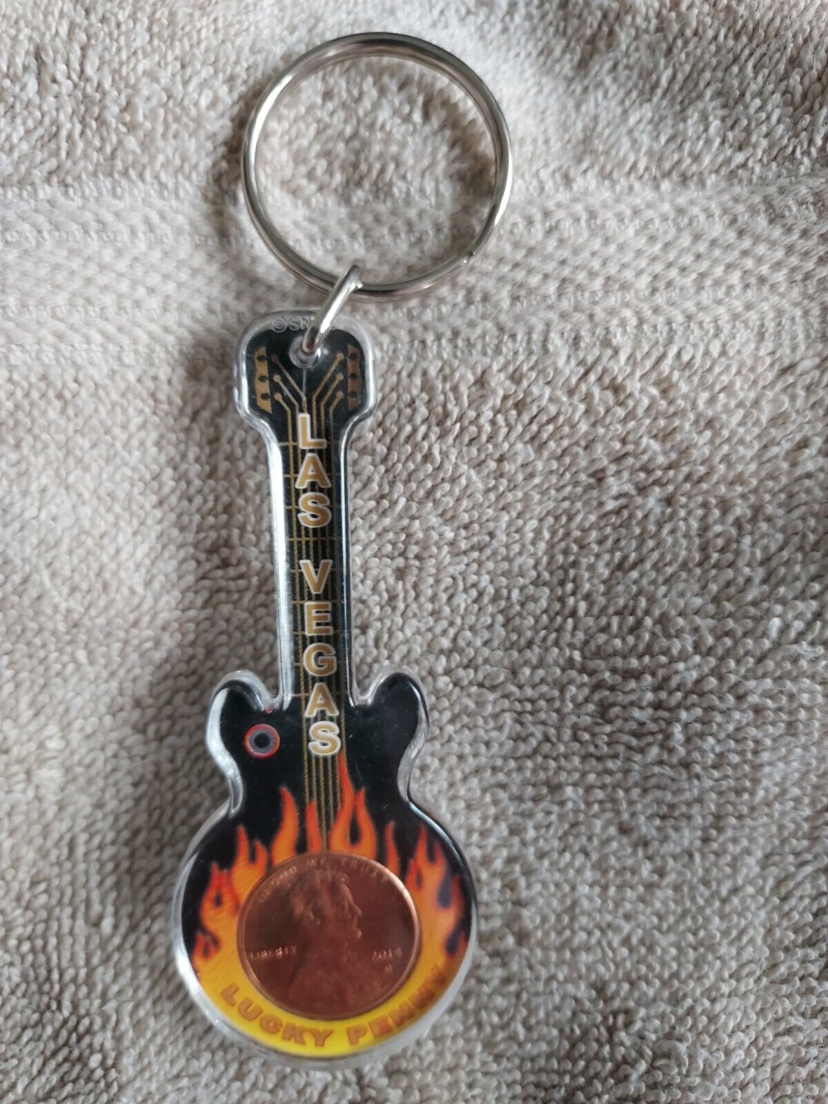 Lucky Penny Inside Lucite Shaped Guitar