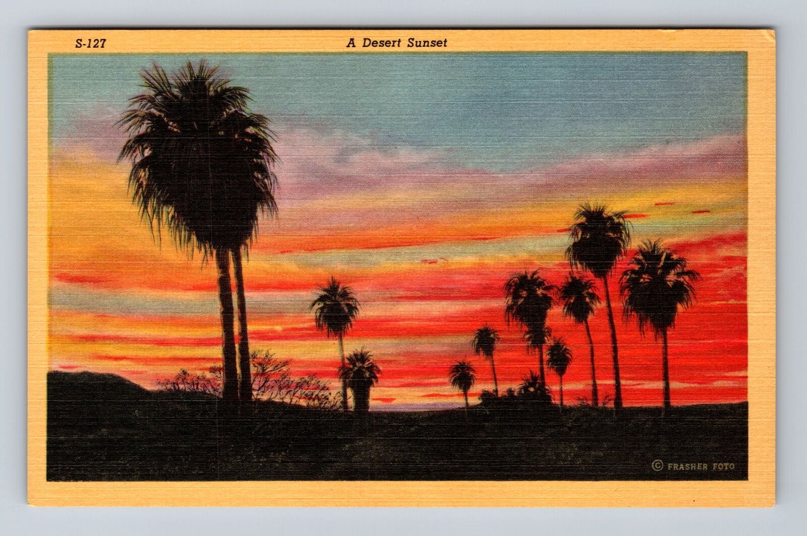 Scenic Panoramic View Desert Sunset, Antique Souvenir Vintage Postcard