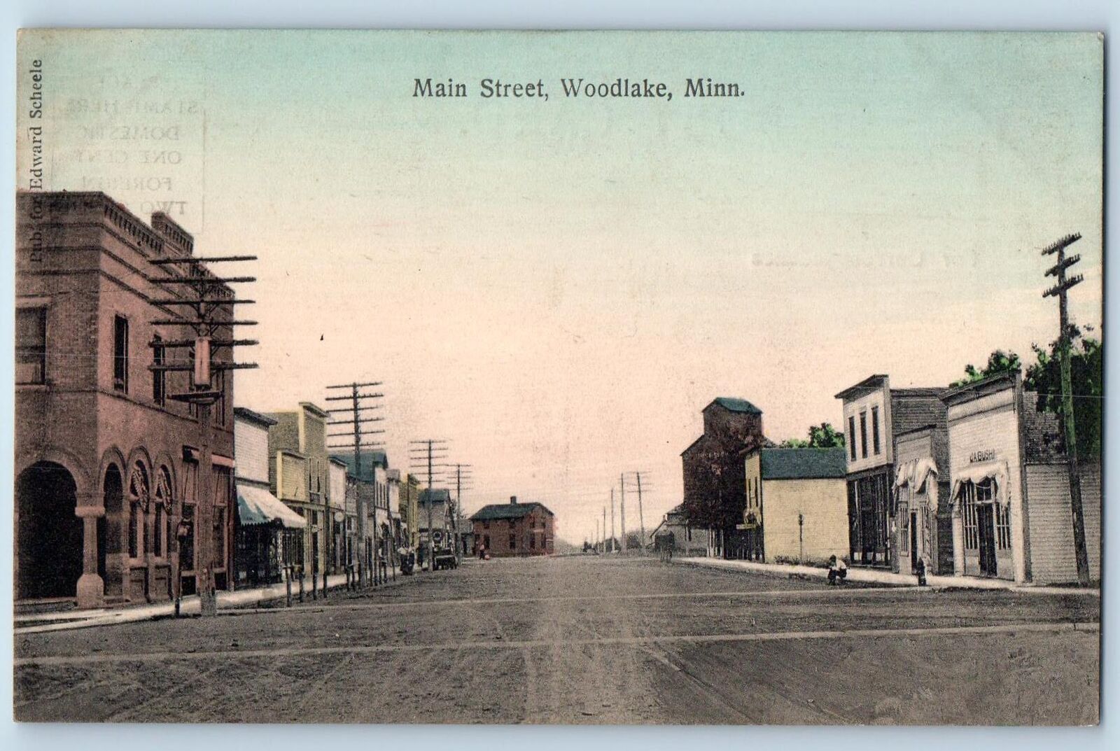 Woodlake Minnesota MN Postcard Main Street Business Section Scene c1910 Antique