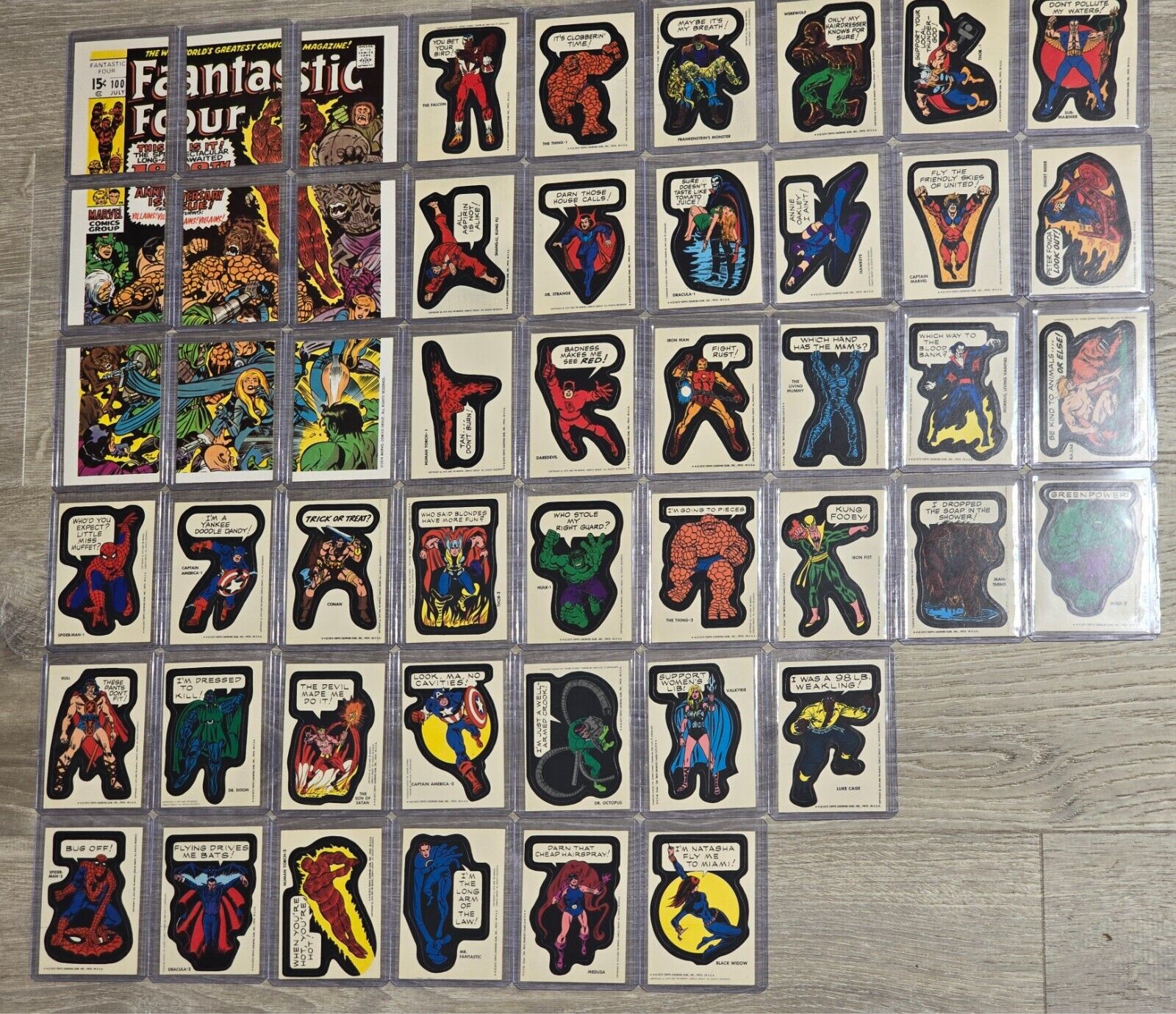 1974/1975 TOPPS MARVEL COMIC BOOK HEROES COMPLETE SET OF 40 STICKERS WITH PUZZLE