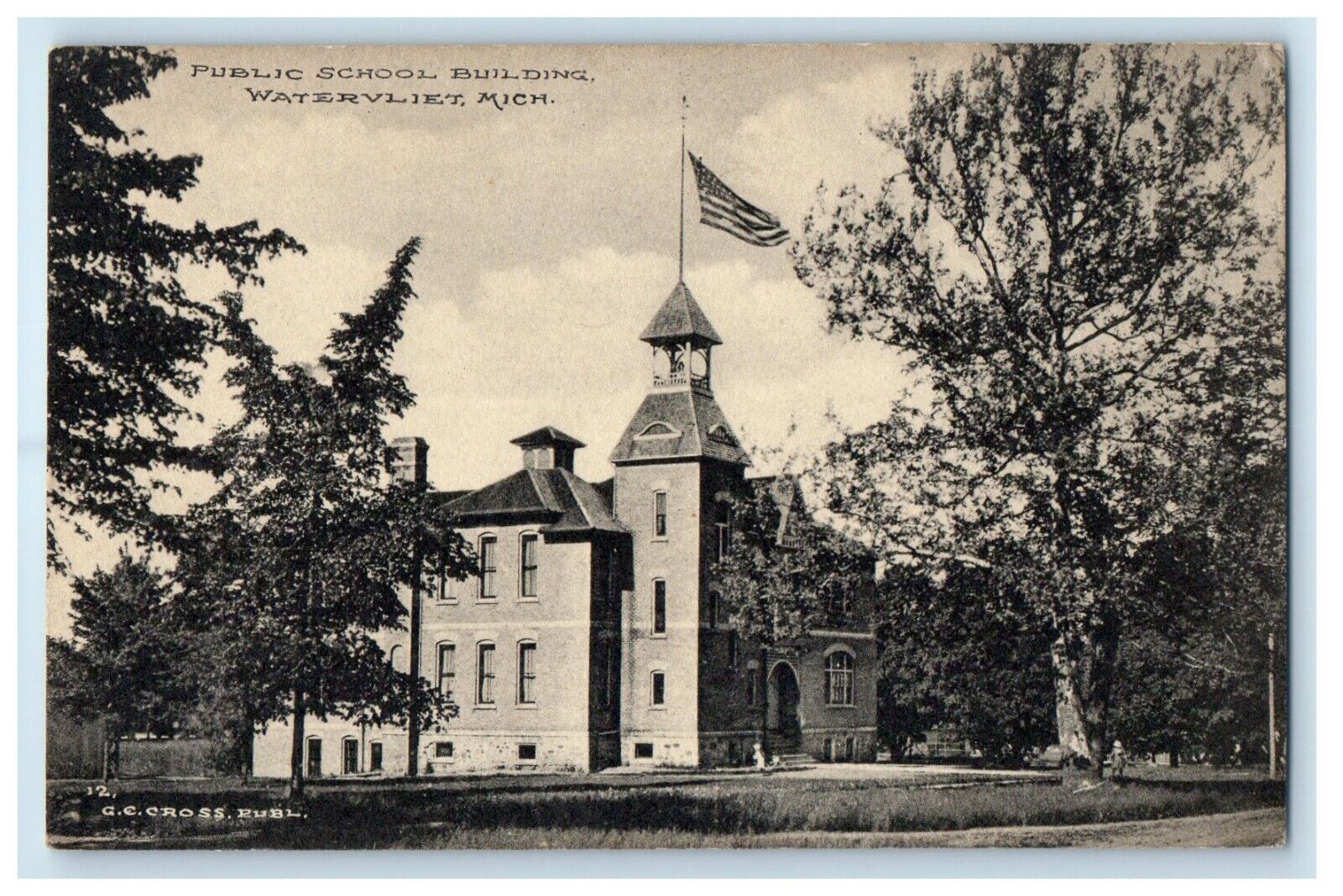 c1910's Public School Building Watervliet Michigan MI Unposted Antique Postcard