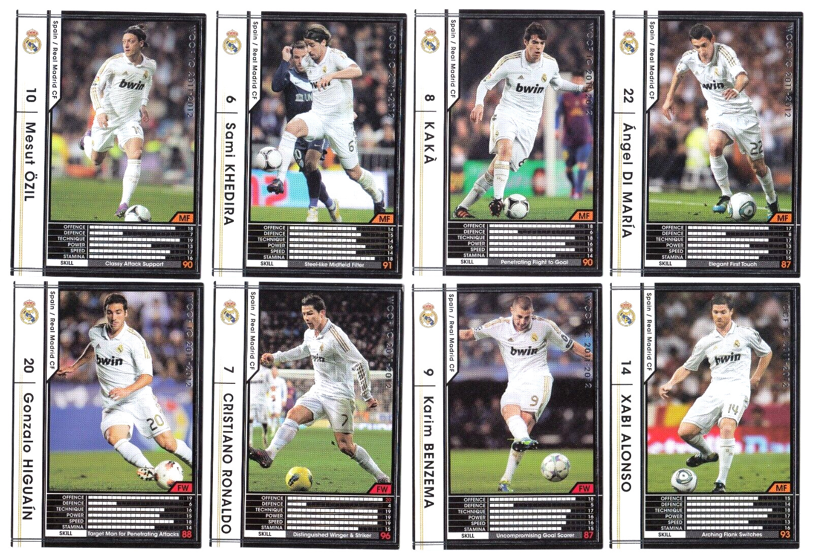 2011-12 Panini WCCF Soccer Intercontinental Clubs x16 Cards Set Real Madrid Team