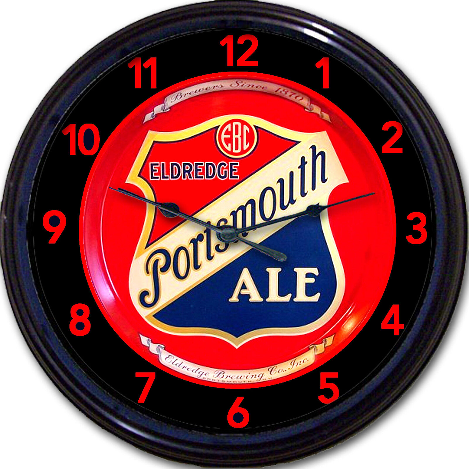 Eldredge Portsmouth Ale Beer Tray Wall Clock Portsmouth NH Lager Brew Man Cave 