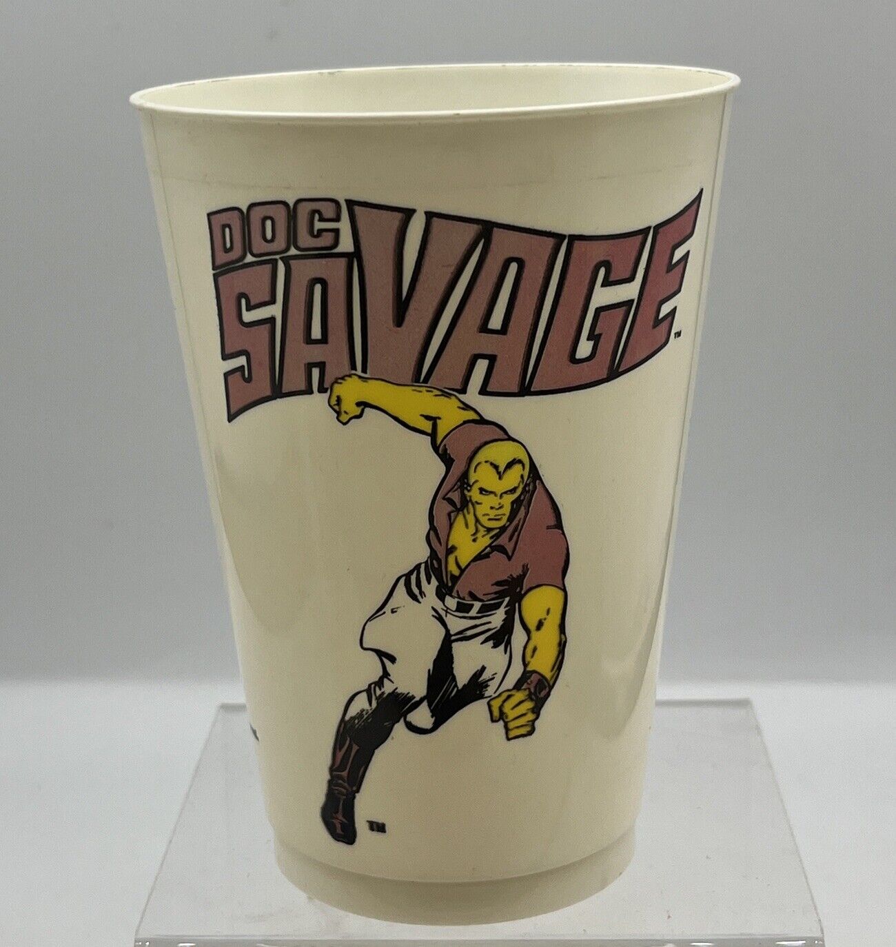 1975 Doc Savage 7-Eleven Slurpee Cup Marvel Comic Crime Fighter Plastic Drinking