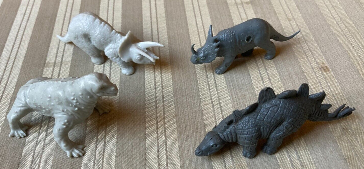 Vintage MPC Gray Triceratops Stegosaurus Moschops Styracosaurus Dinosaur Figures