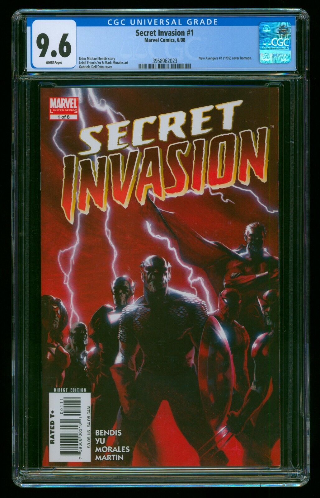 SECRET INVASION #1 (2008) CGC 9.6 NEW AVENGERS (2005) #1 HOMAGE COVER