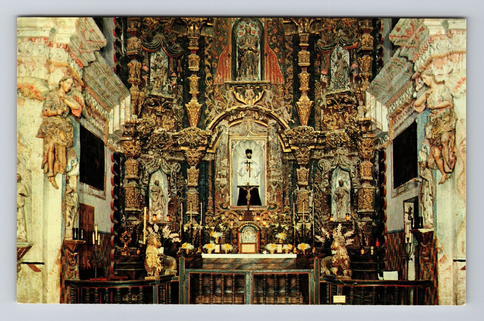 Tucson AZ-Arizona, High Altar, Mission San Xavier Bac, Vintage Postcard