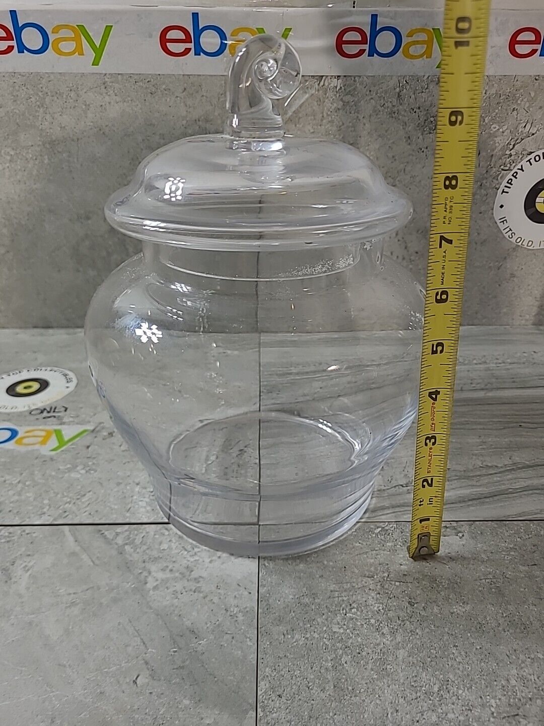 Antique Glass Apothecary Canister Storage Jar 10 1/4 Inches  Ground Glass Top