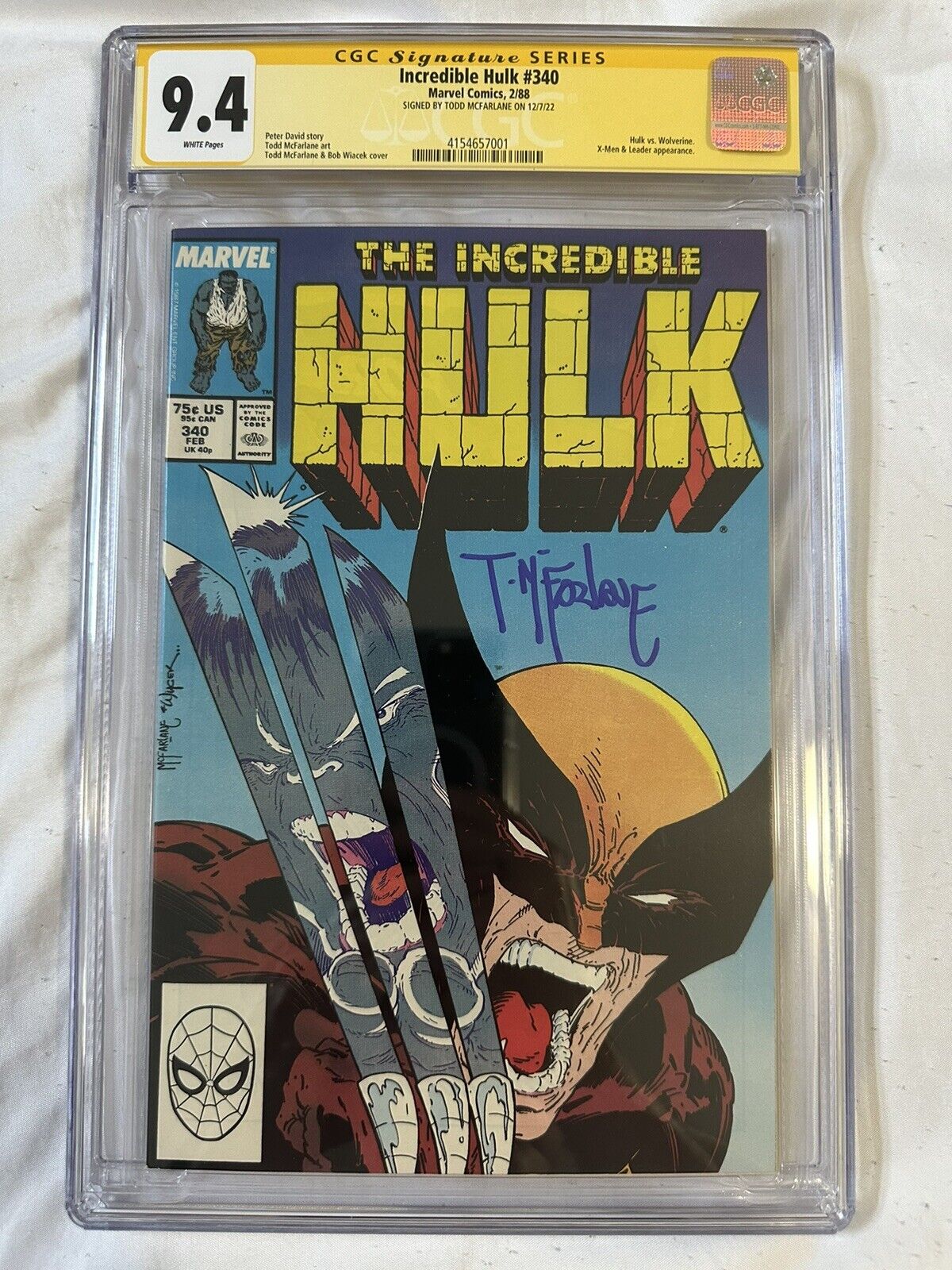 Incredible Hulk #340 CGC SS 9.4 WP SIGNED Todd McFarlane (Hulk Vs Wolverine)